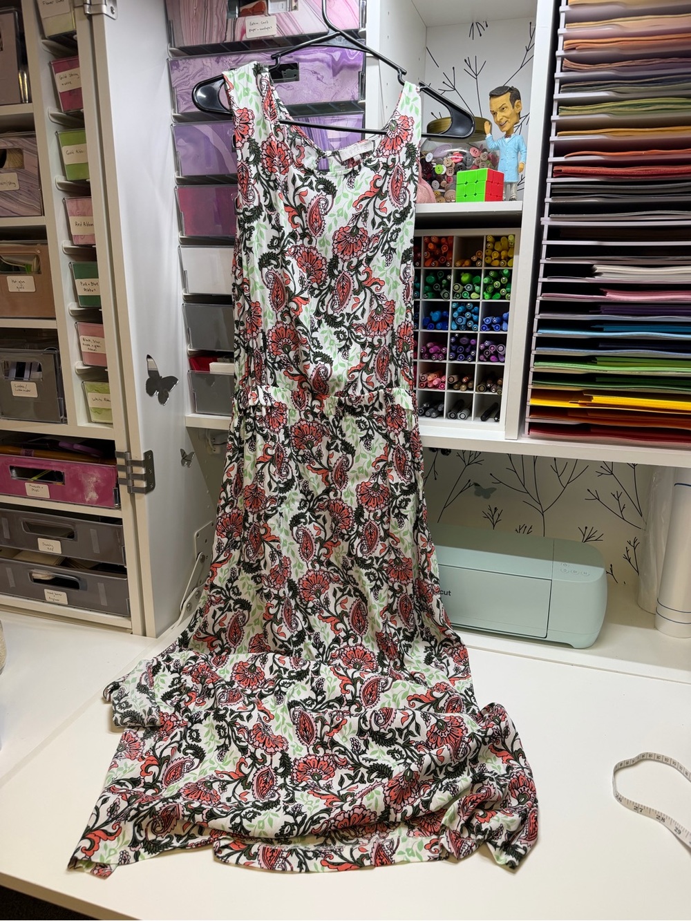 1. State Floral Paisley Maxi Dress in Cream, Coral & Green